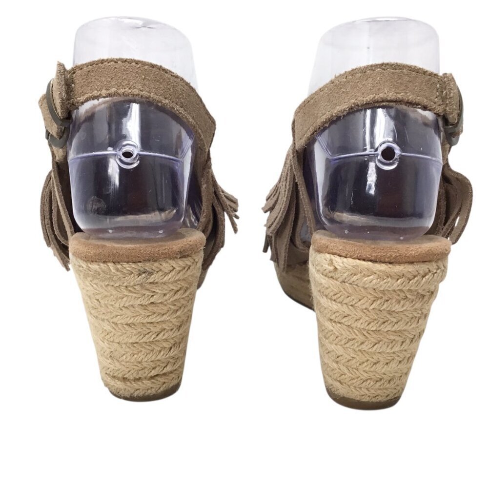Minnetonka Ashley Fringe Sandals Wedge Nude Beige Sz 7 Fringed 71311 Espadrille - Picture 6 of 7